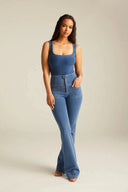 Scoop Neck Bodysuit - Light Blue Denim