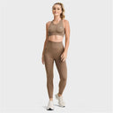Seamless Active Leggings - High Waisted - 7/8 Length - Mocha