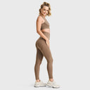 Seamless Active Leggings - High Waisted - 7/8 Length - Mocha