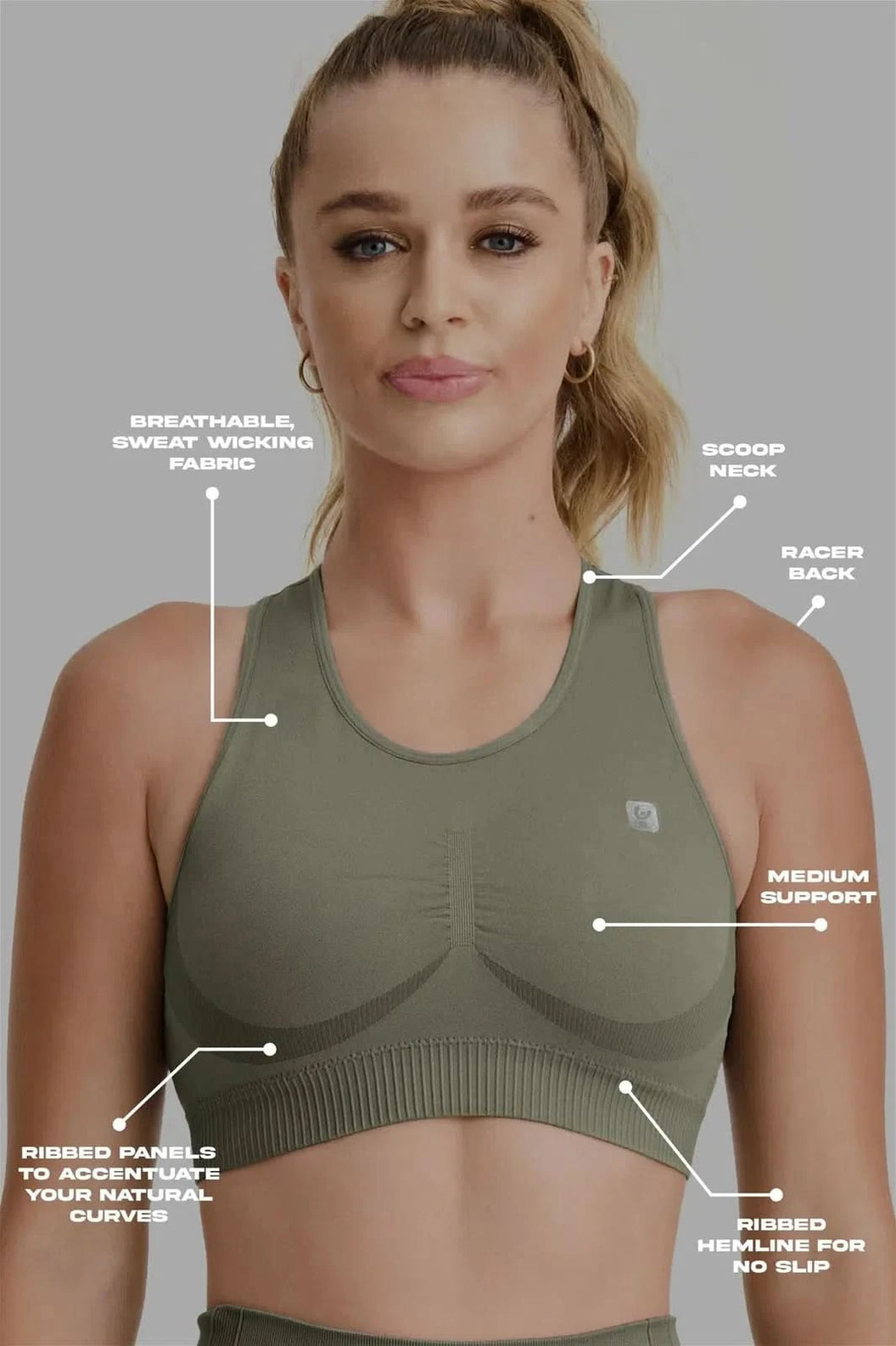 Seamless Sports Bra - Military Green