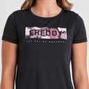 Sports T-Shirt - Black Flower Print Logo