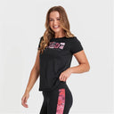Sports T-Shirt - Black Flower Print Logo