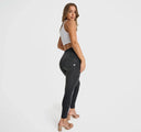 WRUP Biker Denim - Super High Waisted - 7/8 Length - Black + Black Stitching