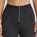WRUP Biker Denim - Super High Waisted - 7/8 Length - Black + Black Stitching