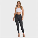 WRUP Biker Denim - Super High Waisted - 7/8 Length - Black + Black Stitching