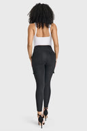 WRUP Cargo Denim - High Waisted - 7/8 Length - Black + Black Stitching