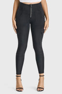 WRUP Cargo Denim - High Waisted - 7/8 Length - Black + Black Stitching