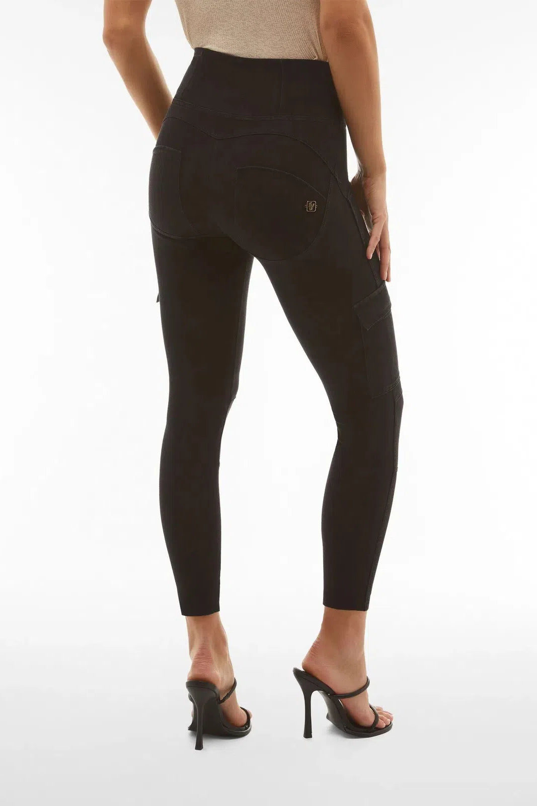 WRUP Cargo Denim - High Waisted - 7/8 Length - Black Denim 3