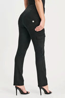 WRUP Cargo Denim - High Waisted - Straight Leg - Black + Black Stitching