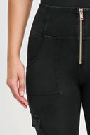 WRUP Cargo Denim - High Waisted - Straight Leg - Black + Black Stitching