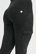 WRUP Cargo Denim - High Waisted - Straight Leg - Black + Black Stitching