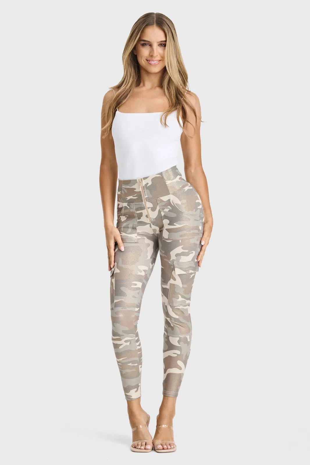 WRUP Cargo Fashion - High Waisted - 7/8 Length - Glitter Gold Camo 2
