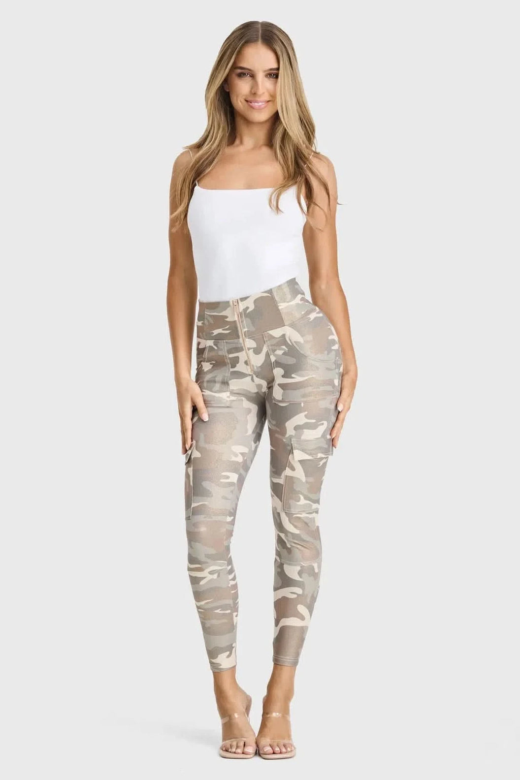 WRUP Cargo Fashion - High Waisted - 7/8 Length - Glitter Gold Camo
