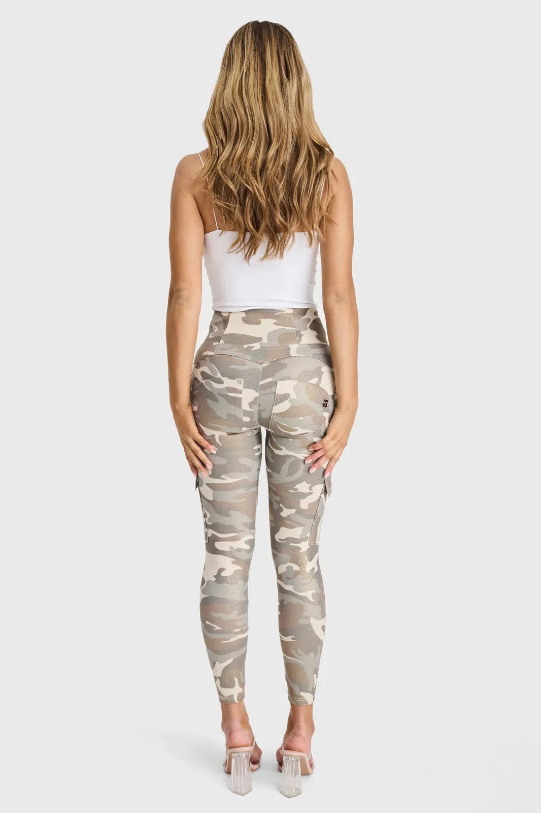 WRUP Cargo Fashion - High Waisted - 7/8 Length - Glitter Gold Camo 3