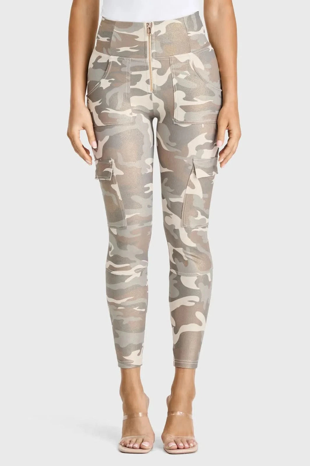 WRUP Cargo Fashion - High Waisted - 7/8 Length - Glitter Gold Camo