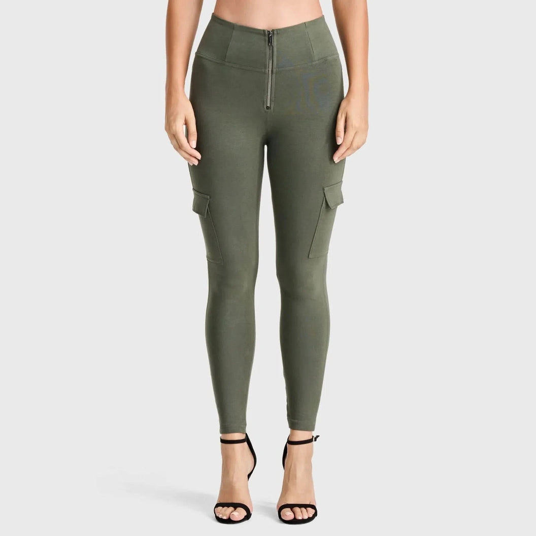WRUP Cargo Fashion - High Waisted - 7/8 Length - Military Green