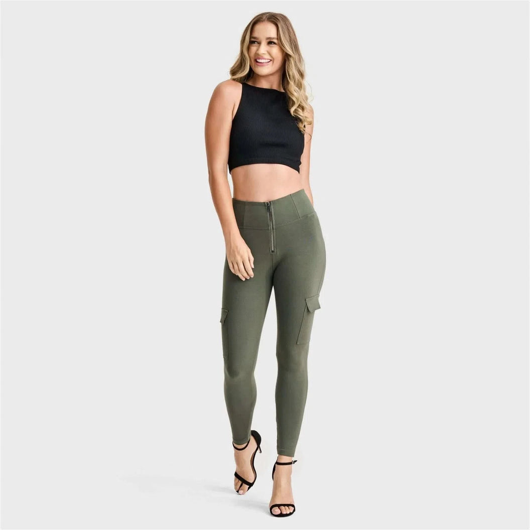 WRUP Cargo Fashion - High Waisted - 7/8 Length - Military Green