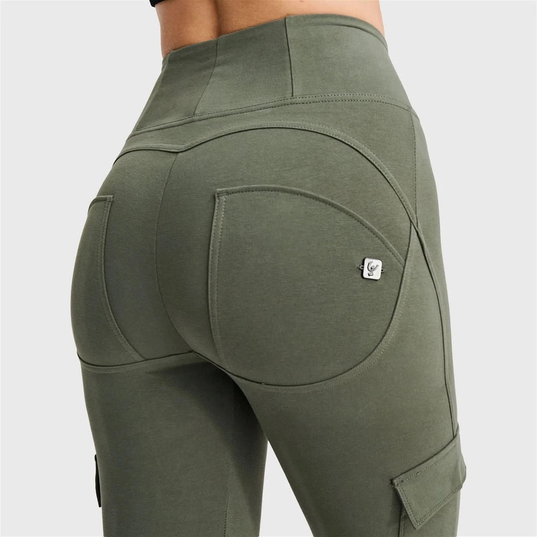 WRUP Cargo Fashion - High Waisted - 7/8 Length - Military Green