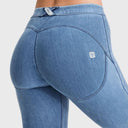 WRUP Core Denim - Mid Rise - Petite Length - Light Blue + Blue Stitching