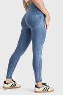 WRUP Core Denim - Super High Waisted - Petite Length - Light Blue + Blue Stitching