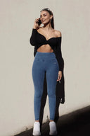 WRUP Core Denim - Super High Waisted - Petite Length - Light Blue + Blue Stitching