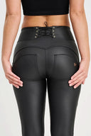 WRUP Corset Faux Leather - High Waisted - Full Length - Black