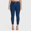 WRUP Curvy Denim - High Waisted - 7/8 Length - Dark Blue + Yellow Stitching
