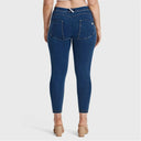 WRUP Curvy Denim - High Waisted - 7/8 Length - Dark Blue + Yellow Stitching