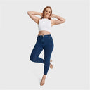 WRUP Curvy Denim - High Waisted - 7/8 Length - Dark Blue + Yellow Stitching