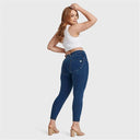 WRUP Curvy Denim - High Waisted - 7/8 Length - Dark Blue + Yellow Stitching