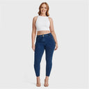 WRUP Curvy Denim - High Waisted - 7/8 Length - Dark Blue + Yellow Stitching