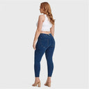 WRUP Curvy Denim - High Waisted - 7/8 Length - Dark Blue + Yellow Stitching