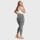 WRUP Curvy Denim - High Waisted - 7/8 Length - Grey + Yellow Stitching