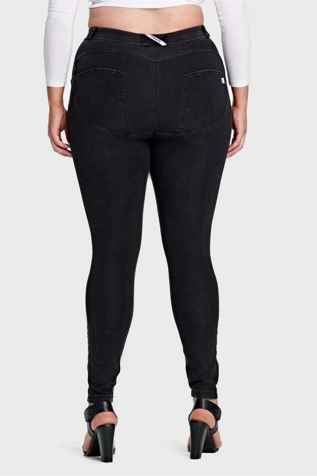 WRUP Curvy Denim - High Waisted - Full Length - Black + Black Stitching 3