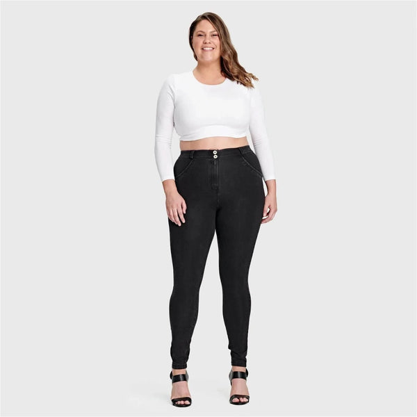 WRUP Curvy Denim - High Waisted - Full Length - Black + Black Stitching
