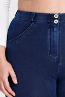 WRUP Curvy Denim - High Waisted - Full Length - Dark Blue + Blue Stitching