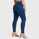WRUP Curvy Denim - High Waisted - Full Length - Dark Blue + Yellow Stitching
