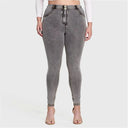 WRUP Curvy Denim - High Waisted - Full Length - Grey + Yellow Stitching