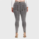 WRUP Curvy Denim - High Waisted - Full Length - Grey + Yellow Stitching
