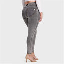 WRUP Curvy Denim - High Waisted - Full Length - Grey + Yellow Stitching