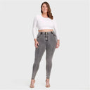 WRUP Curvy Denim - High Waisted - Full Length - Grey + Yellow Stitching