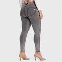 WRUP Curvy Denim - High Waisted - Full Length - Grey + Yellow Stitching