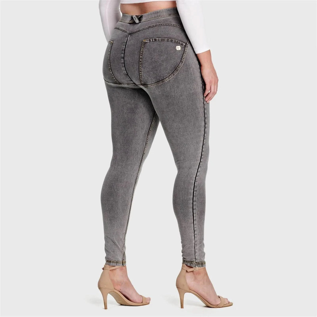 WRUP Curvy Denim - High Waisted - Full Length - Grey + Yellow Stitching