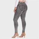 WRUP Curvy Denim - High Waisted - Full Length - Grey + Yellow Stitching
