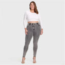 WRUP Curvy Denim - High Waisted - Full Length - Grey + Yellow Stitching
