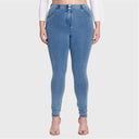 WRUP Curvy Denim - High Waisted - Full Length - Light Blue + Yellow Stitching