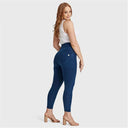 WRUP Curvy Denim - Zip High Waisted - 7/8 Length - Dark Blue + Blue Stitching