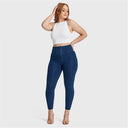 WRUP Curvy Denim - Zip High Waisted - 7/8 Length - Dark Blue + Blue Stitching