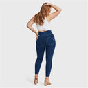 WRUP Curvy Denim - Zip High Waisted - 7/8 Length - Dark Blue + Yellow Stitching