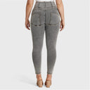 WRUP Curvy Denim - Zip High Waisted - 7/8 Length - Grey + Yellow Stitching